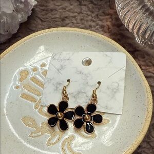 Black flower earrings